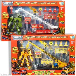 6 Wholesale 12 Piece Transforming Robot City Play Sets