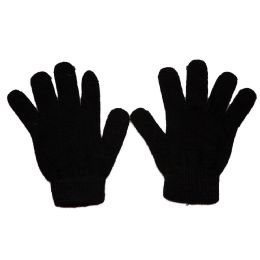 96 Pairs Ladies Black Only Chenille Gloves - Knitted Stretch Gloves