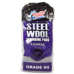 48 Units of Steel Wool Scrubbing Pads 10pk Grade #4 - Scouring Pads & Sponges