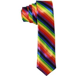 48 Pieces Men's Rainbow Colored Slim Tie - Neckties