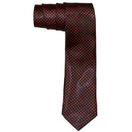 96 Pieces Men's Black And Red Polka Dot Slim Tie - Neckties