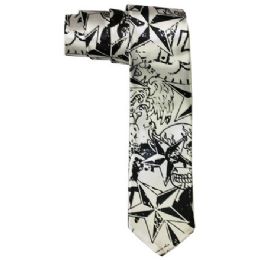 96 Pieces Men's Slim Silver Tie With Pattern - Neckties