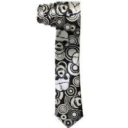 96 Pieces Men's Slim Black Tie With Faces - Neckties