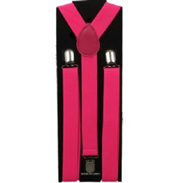 60 Pieces Adult Solid Pink Suspenders - Suspenders
