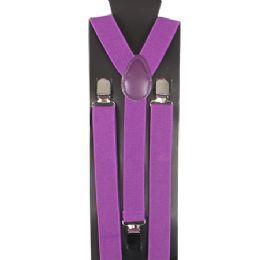 48 Pieces Suspenders In Solid Purple - Neckties