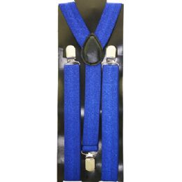 48 Pieces Suspenders In Sparkly Blue - Suspenders