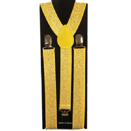 48 Pieces Shimmery Yellow Adult Suspender - Suspenders