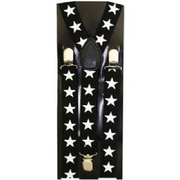 48 Pieces Black Suspenders With White Stars - Suspenders