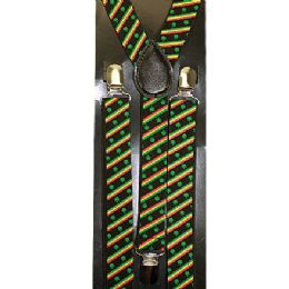 96 Pieces Black Suspenders With Green Leaves - Suspenders