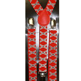 48 Pieces Red Suspenders With Design - Suspenders