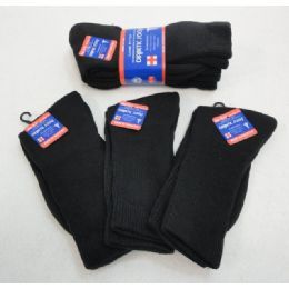 48 Wholesale Black Diabetic Crew Socks 10-13