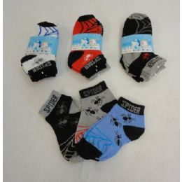 48 Wholesale 3 Pair Boy's Anklet Socks 2-4 [spider]