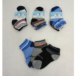 48 Units of 3 Pair Boy's Anklet Socks 2-4 [sports - Boys Ankle Sock