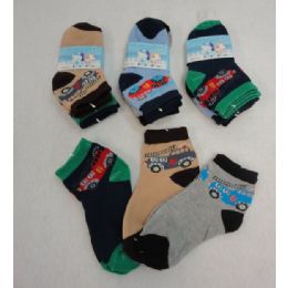 48 Wholesale Boy's Anklet Socks 4-6 [cars]