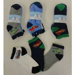 48 Wholesale 3pr Boy's Anklet Socks 6-8 [cars]