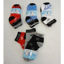 48 Units of 3pr Boy's Anklet Socks 6-8 [spider] - Boys Ankle Sock