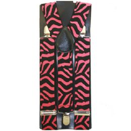 96 Pieces Pink Zebra Suspenders - Suspenders