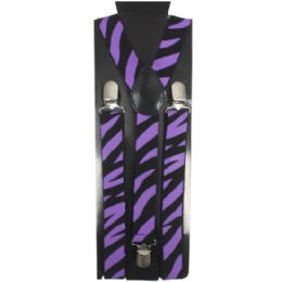 96 Pieces Purple Zebra Suspenders - Suspenders
