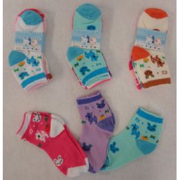 60 Units of Girl's Anklet Socks 4-6 [deer & Bunny] - Girls Ankle Sock
