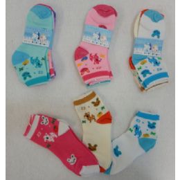 60 Units of 3pr Girl's Anklet Socks 6-8 [deer & Bunny] - Girls Ankle Sock