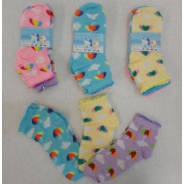 60 Wholesale Girl's Anklet Socks 6-8 [umbrella & Clouds]