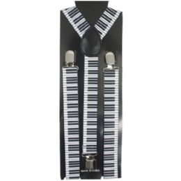 48 Pieces Piano Print Suspenders - Suspenders