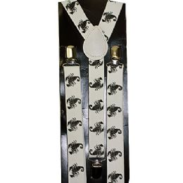 48 Wholesale White Suspenders With Scorpion