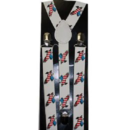 72 Wholesale White Suspenders With American Flag Eagle