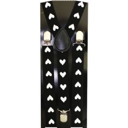 96 Wholesale Black Suspenders With White Hearts