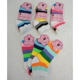 60 Pairs Ladies/teen Anklets 9-11 [stripes] - Womens Ankle Sock
