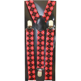 48 Wholesale Red Pattern Suspenders