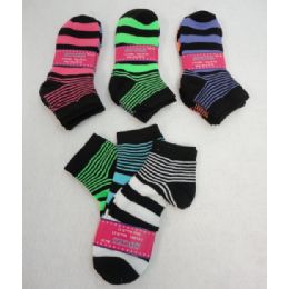 60 Pairs Ladies/teen Anklets 9-11 [wide/narrow Stripes] - Womens Ankle Sock