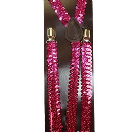 48 Wholesale Maroon Sequined Suspenders
