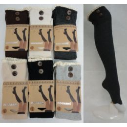 48 Pairs Boot SocK-Ribbed [antique LacE-2 Buttons] - Womens Knee Highs