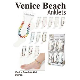 96 Pieces Venice Beach Anklet Assorted Colors - Ankle Bracelets