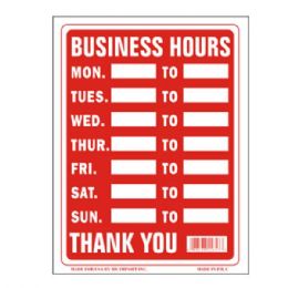 96 Wholesale Sign 9in X 12in Business Hours