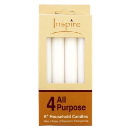 36 Wholesale Candles White 6" 4pk