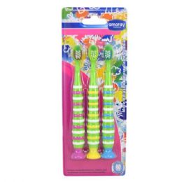 48 Wholesale Amoray Toothbrush Girls Round Stripes