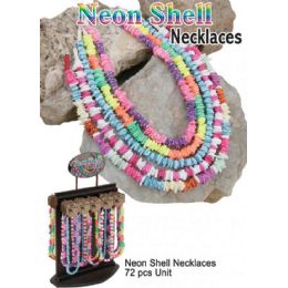 72 Pieces Neon Shell Necklaces - Necklace