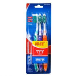 96 Pieces OraL-B All Rounder 123 3pk Medium - Toothbrushes and Toothpaste