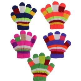 144 Pairs Kid Gloves Colorful - Knitted Stretch Gloves