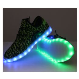 6 Wholesale Led Shoes Adult Mix Size Black Speckled With Green