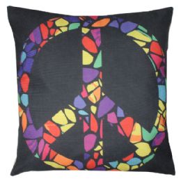 36 Pieces Black Home Pillow With Colorful Peace Sign - Pillows