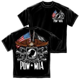 10 Pieces T-Shirt 018 Double Flag Eagle Pow Medium Size - Boys T Shirts