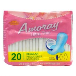 48 Pieces Amoray Pads Ultra Thin Regular 20pk - Personal Care Items