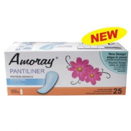 48 Wholesale Amoray Panty Liner 25ct Scented