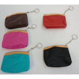72 Wholesale Zippered Change Purse [solid Color LeatheR-Like]