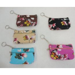 72 Wholesale 5"x3." TwO-Comp Zippered Change Purse [dimpled Butterfly