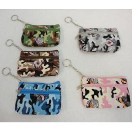 72 Wholesale 5"x3.25" TwO-Compartment Zippered Change Purse [camo & Butterfly]