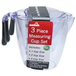 12 Units of 3 Piece Plastic Measuring Cup Set - Measuring Cups and Spoons